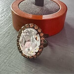 Sorrelli Crystal Brass Tone Ring Size 7 Adjustable